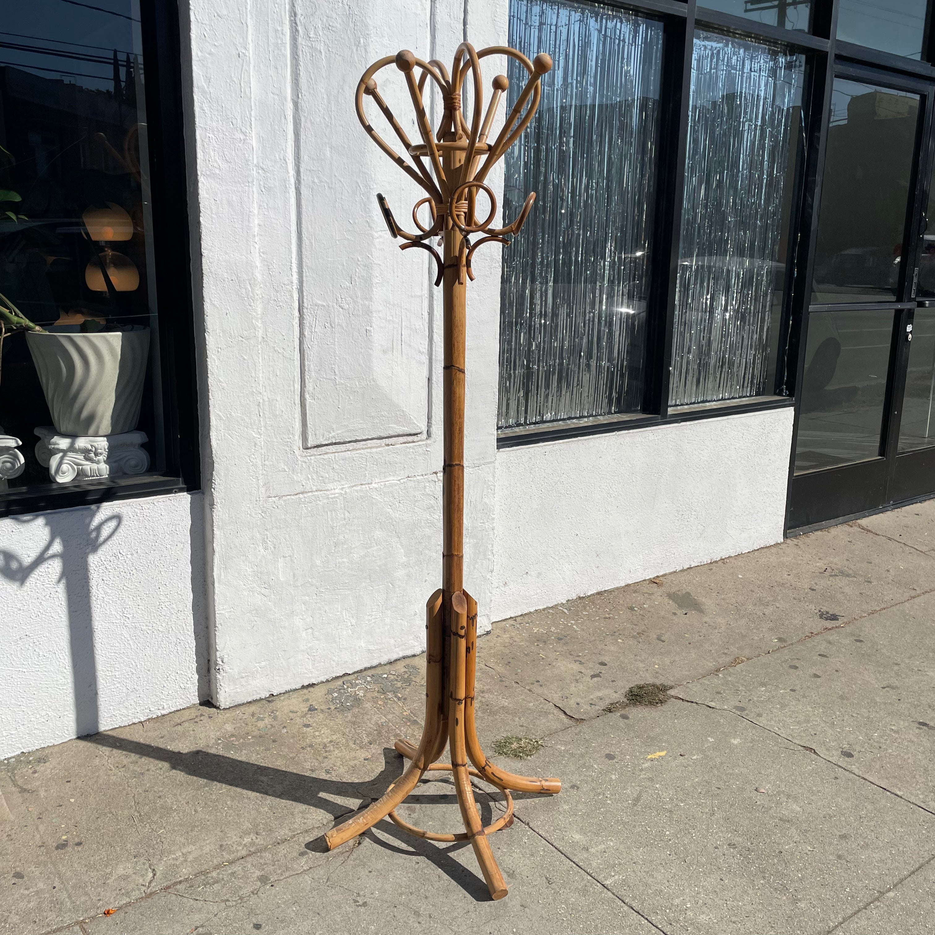 1960’s Italian Coat Rack - Rattan and Bamboo