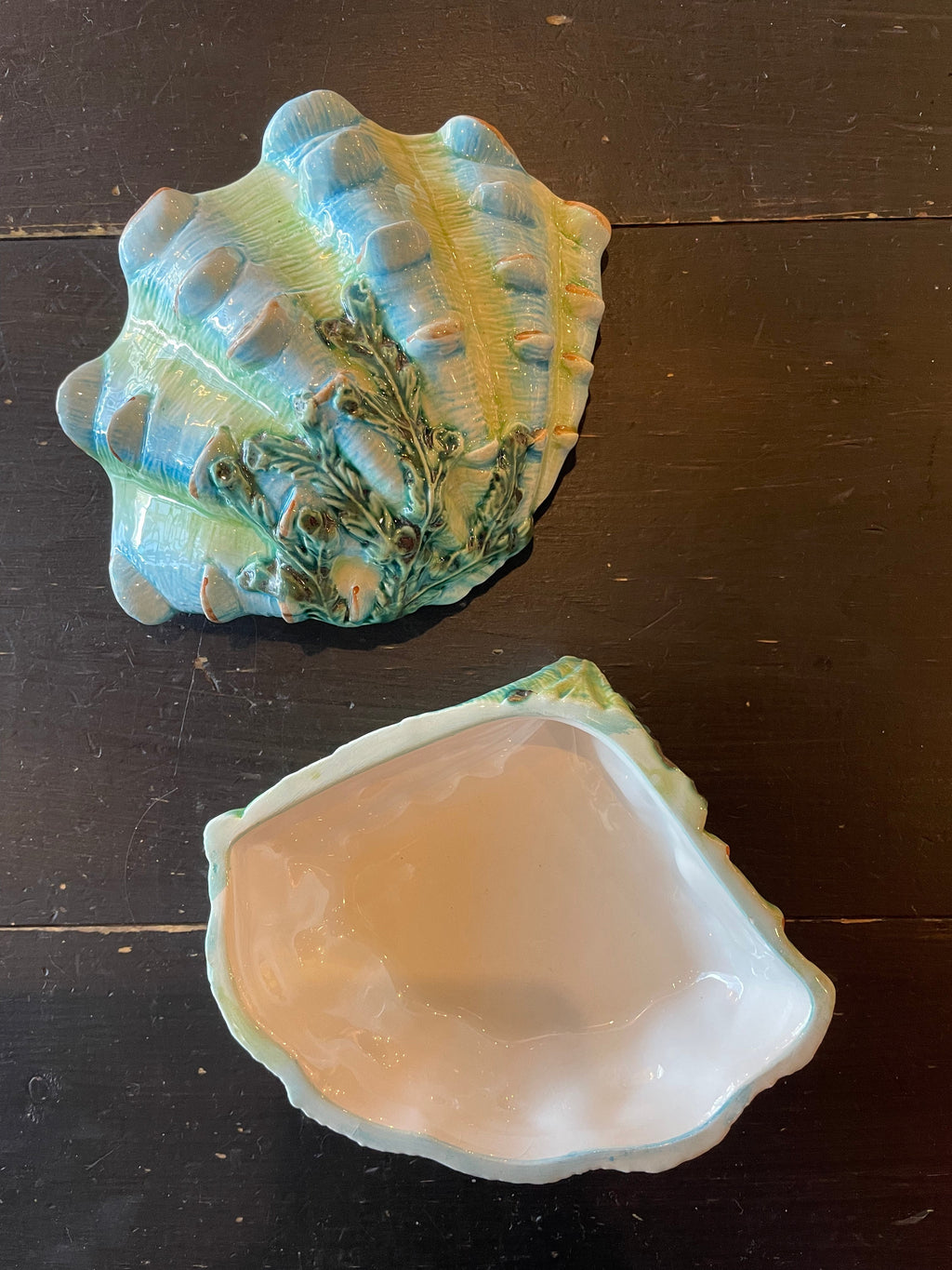 Vintage Italian Ceramic Clam Jewelry Box by Vietri