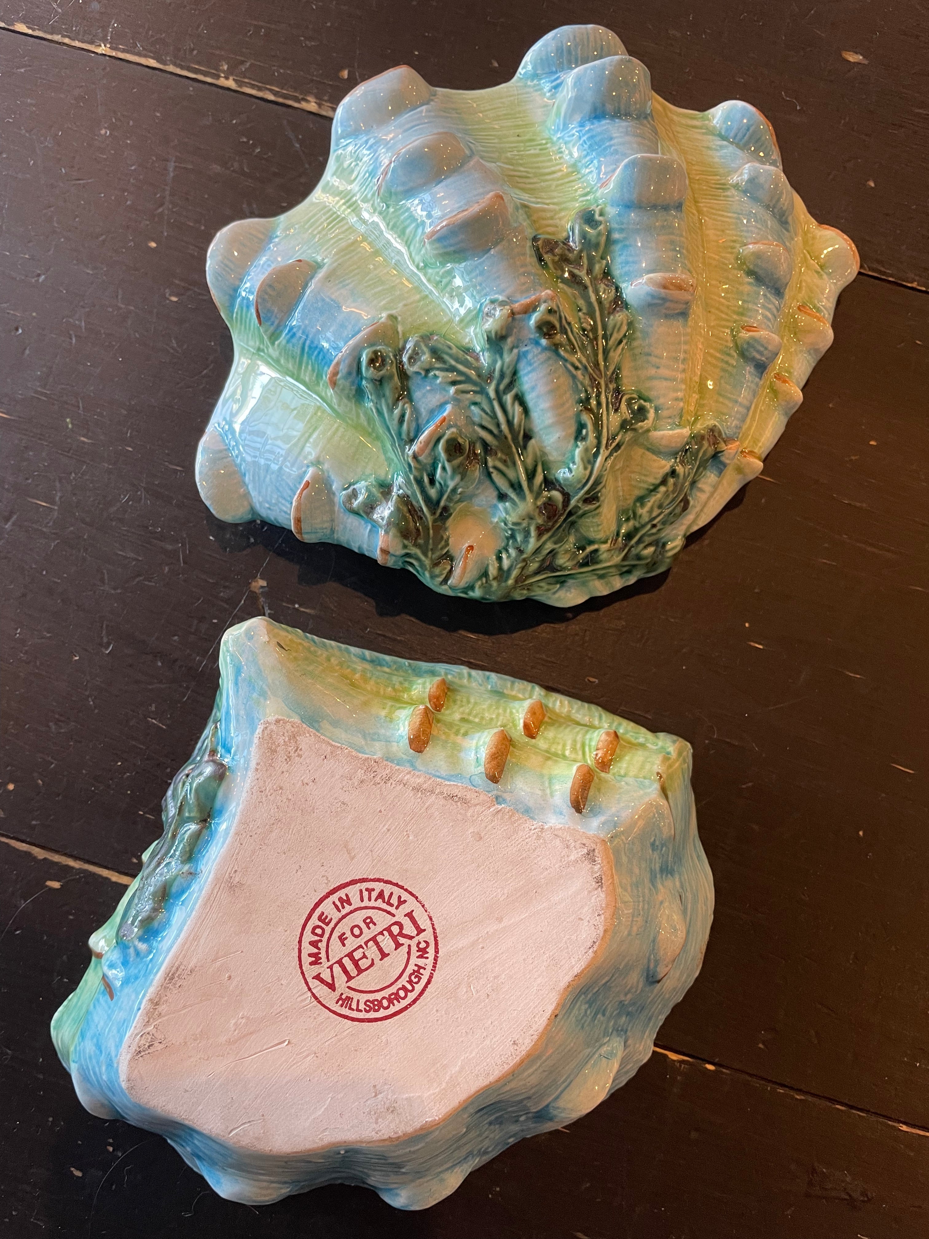 Vintage Italian Ceramic Clam Jewelry Box by Vietri