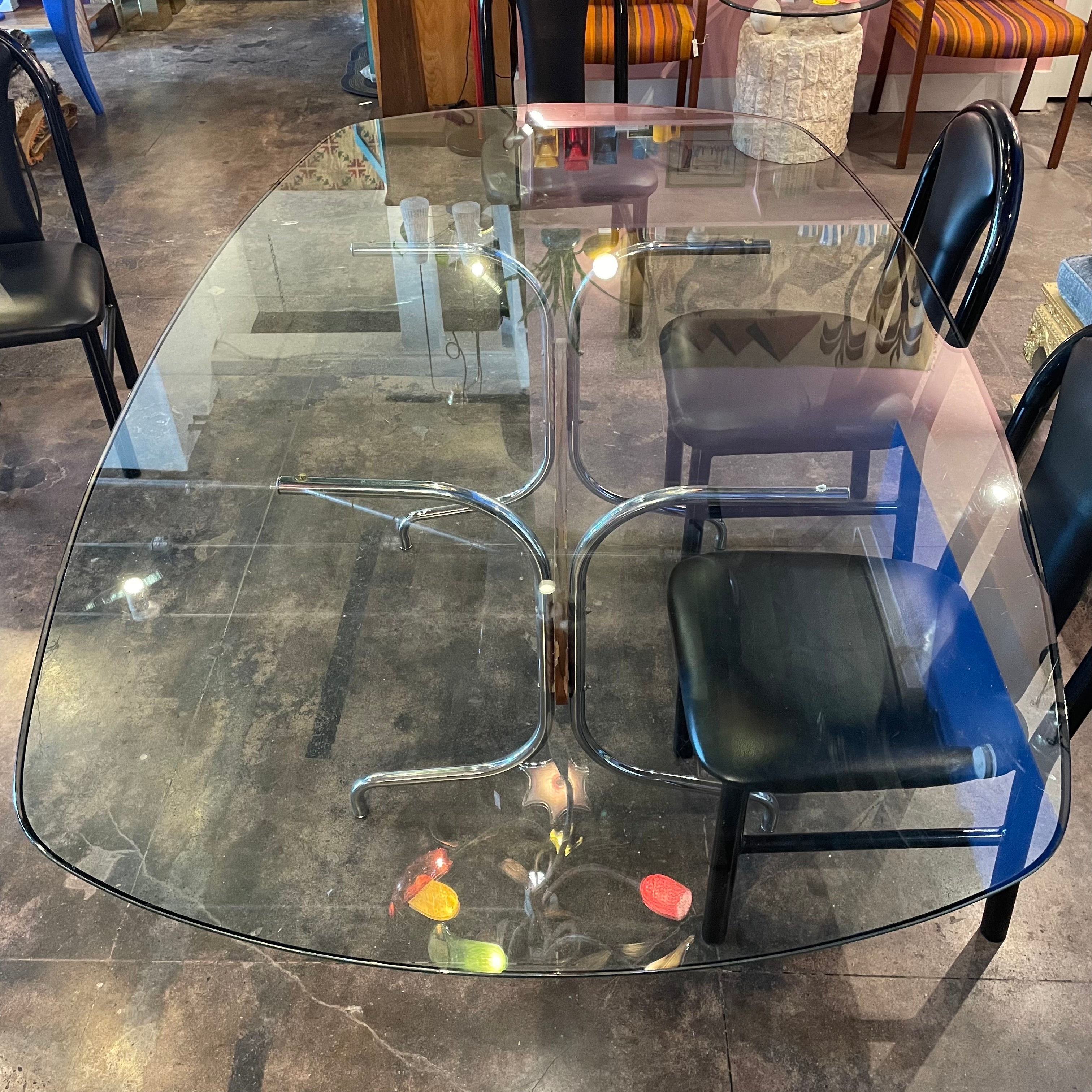 1970's Chrome + Glass Dining Table
