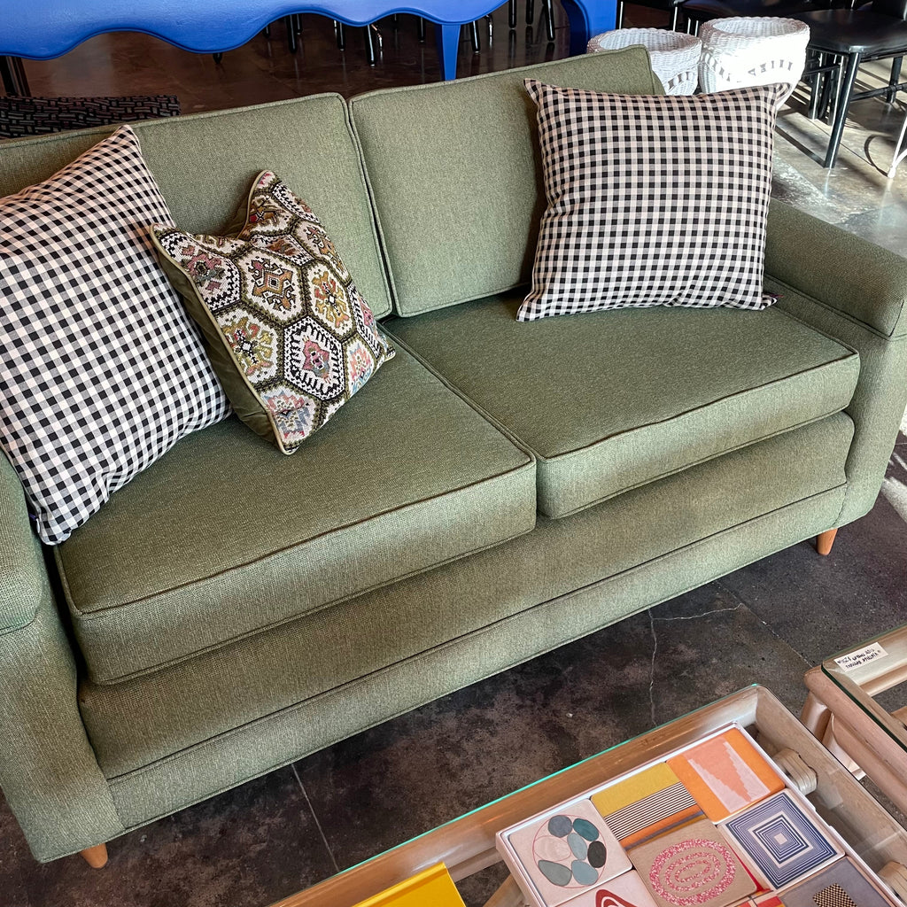 Mid-century Green Tweed Loveseat - 56" L