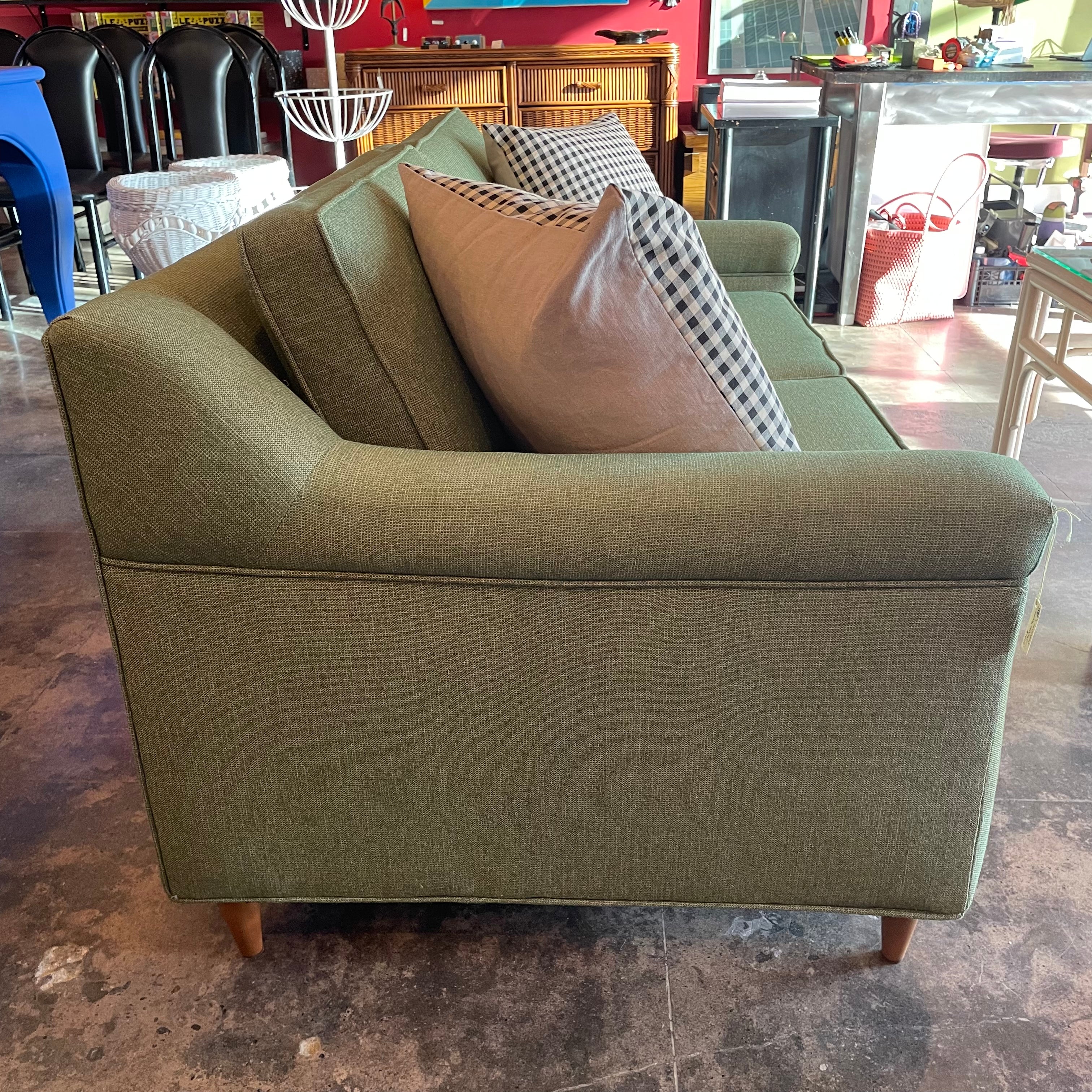 Mid-century Green Tweed Loveseat - 56" L