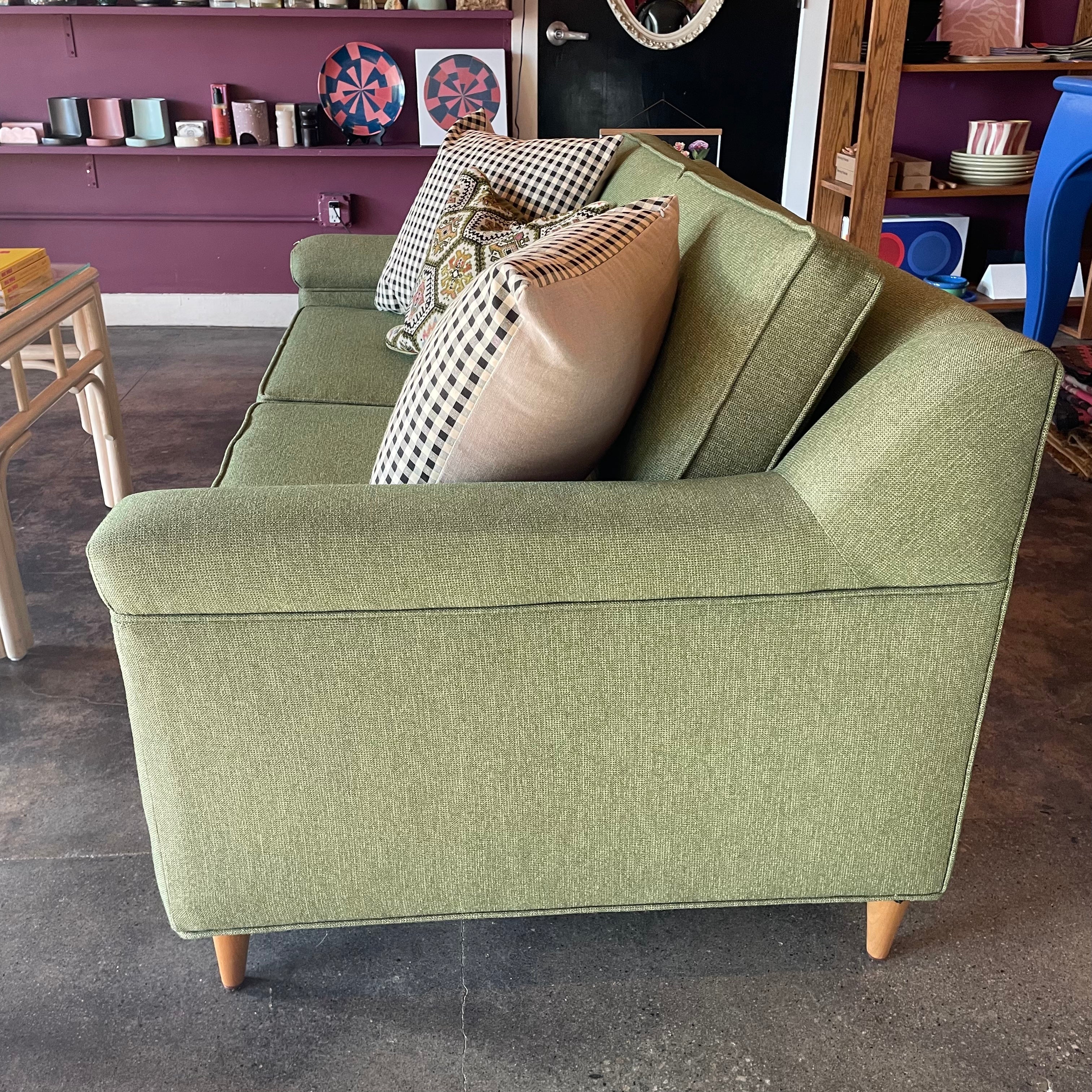Mid-century Green Tweed Loveseat - 56" L
