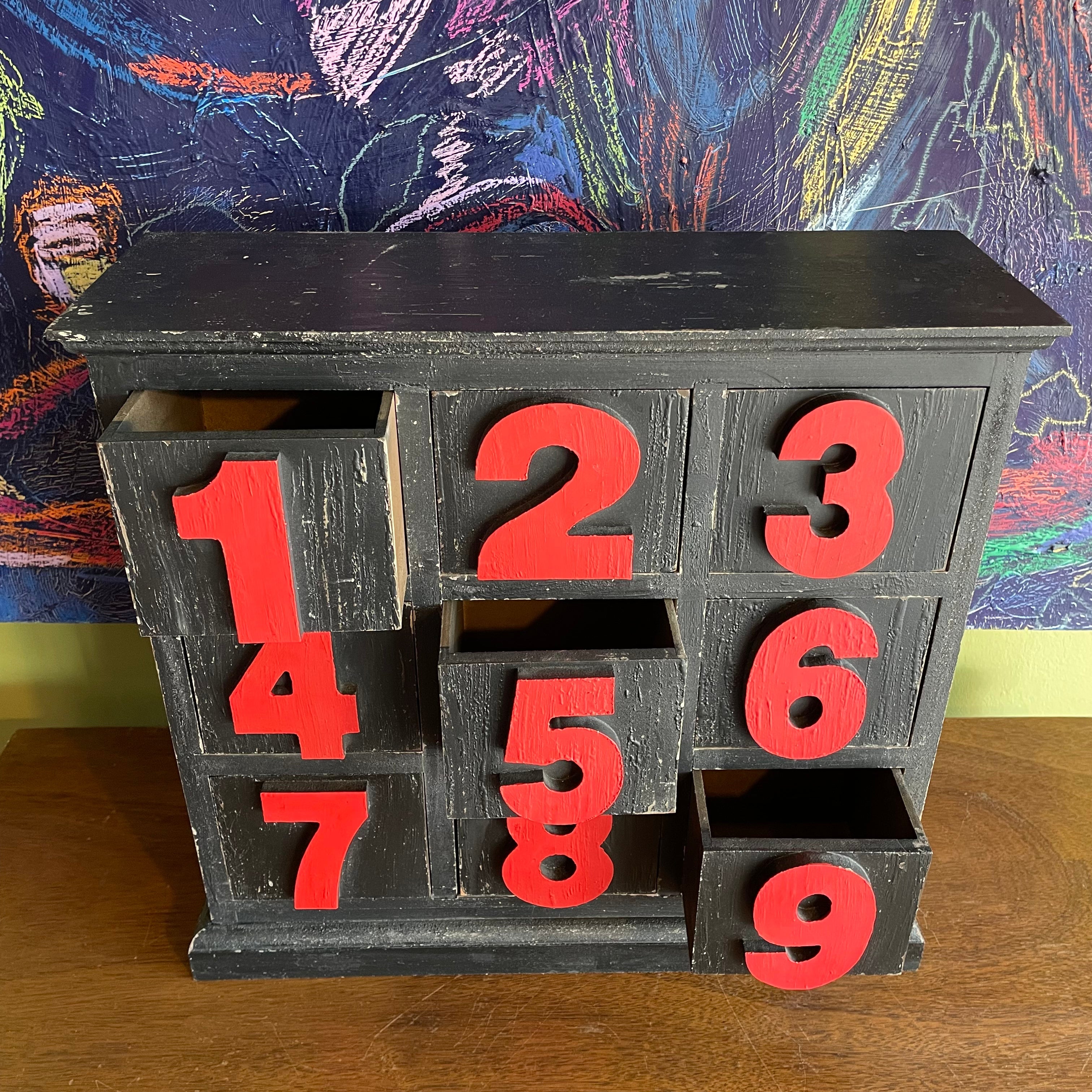 Antique Numbered Wooden Storage Box