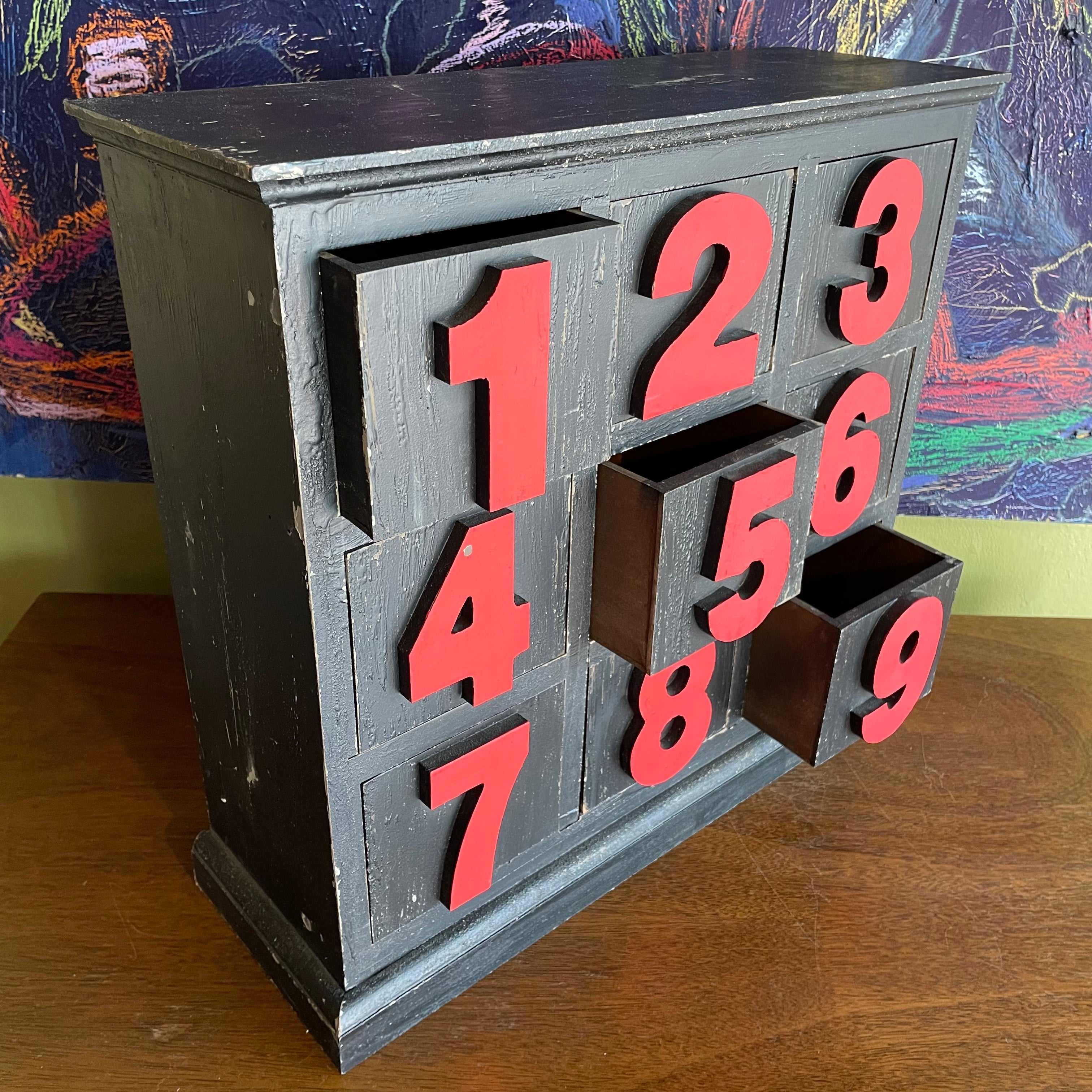 Antique Numbered Wooden Storage Box