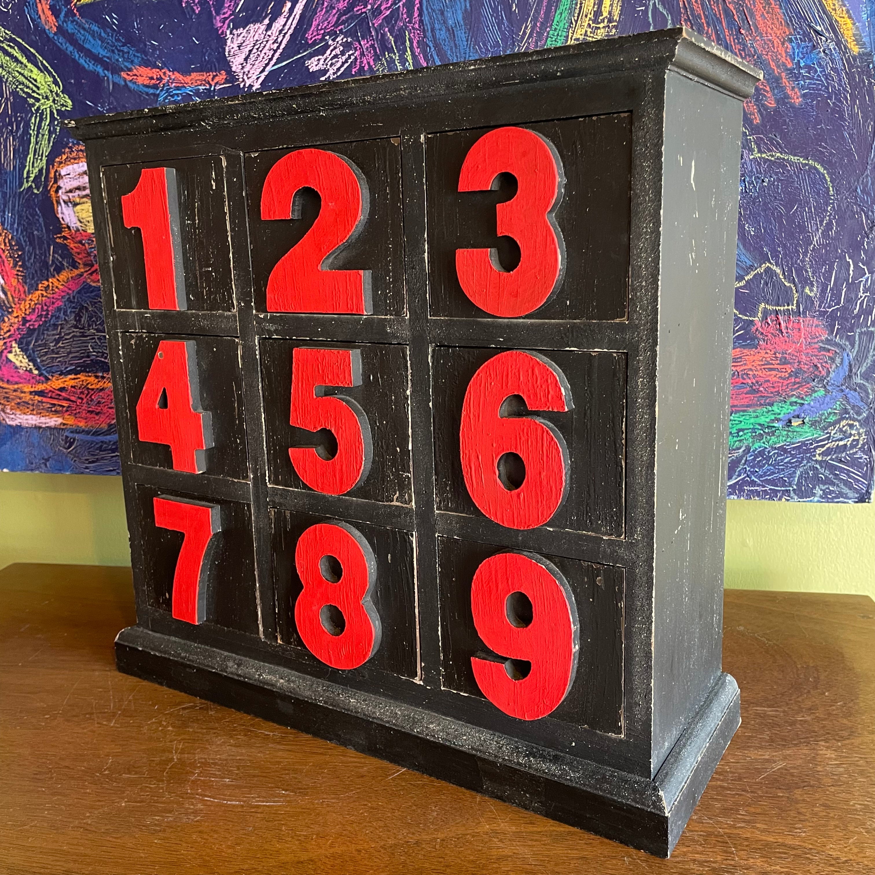 Antique Numbered Wooden Storage Box
