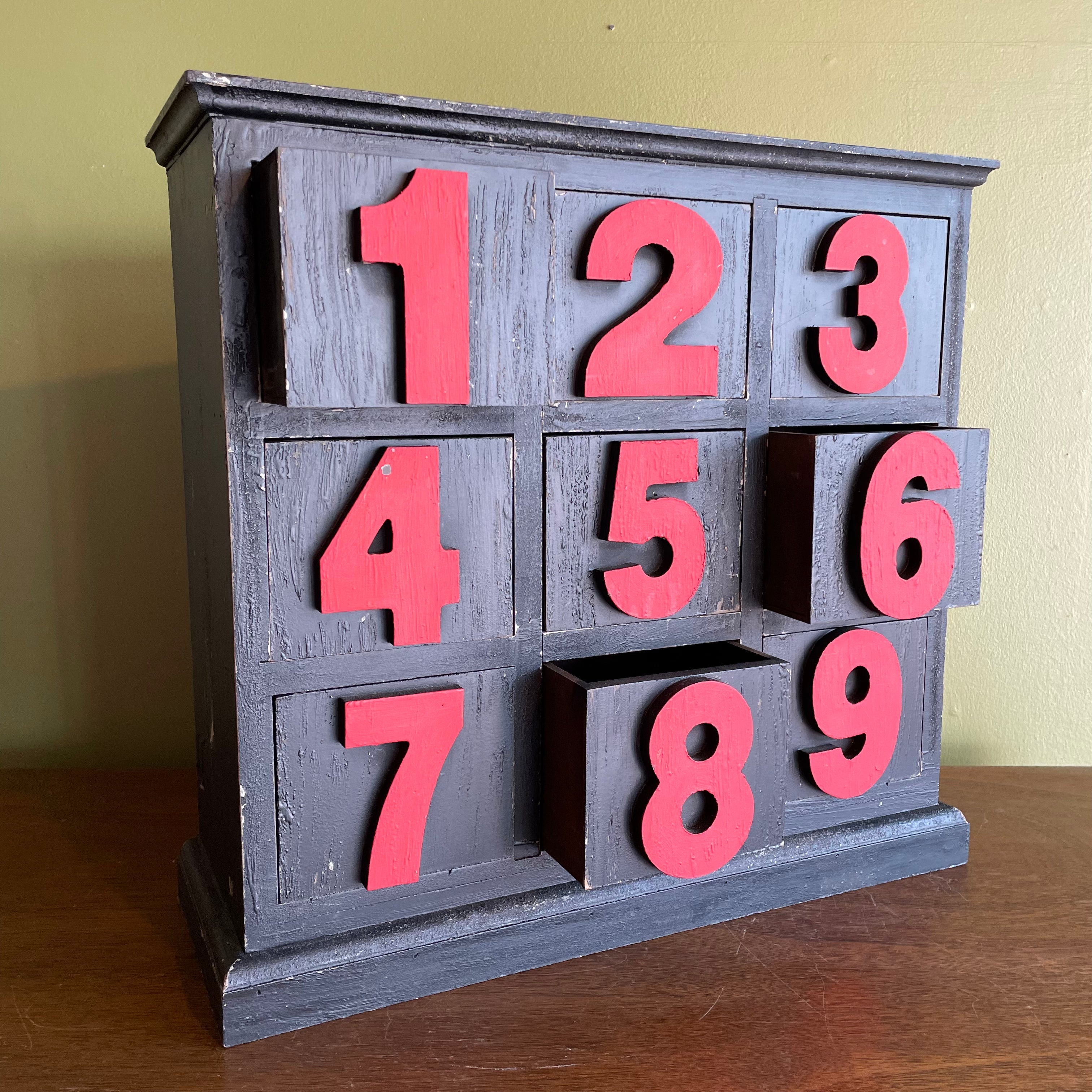 Antique Numbered Wooden Storage Box