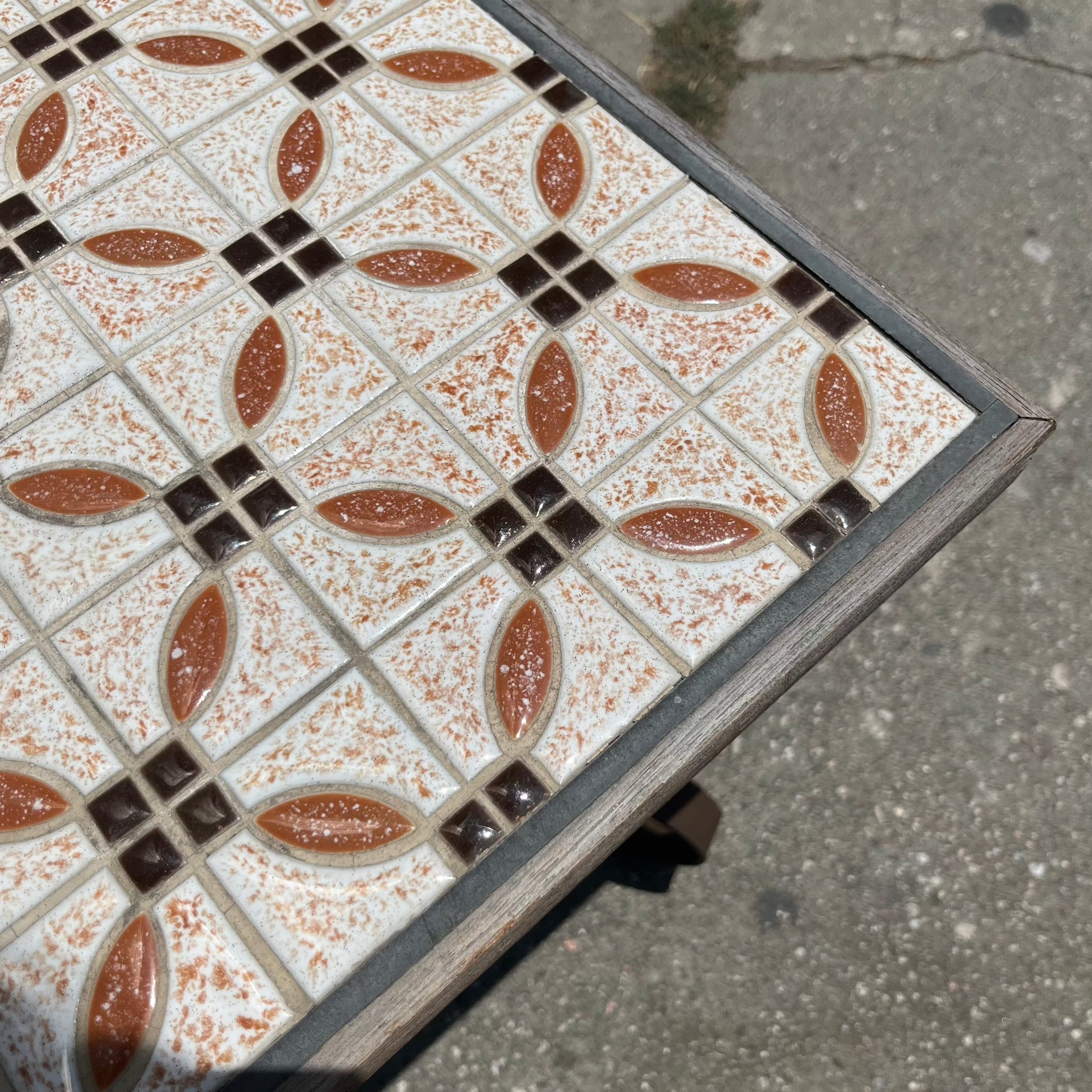 Vintage Tile and Iron Side Table