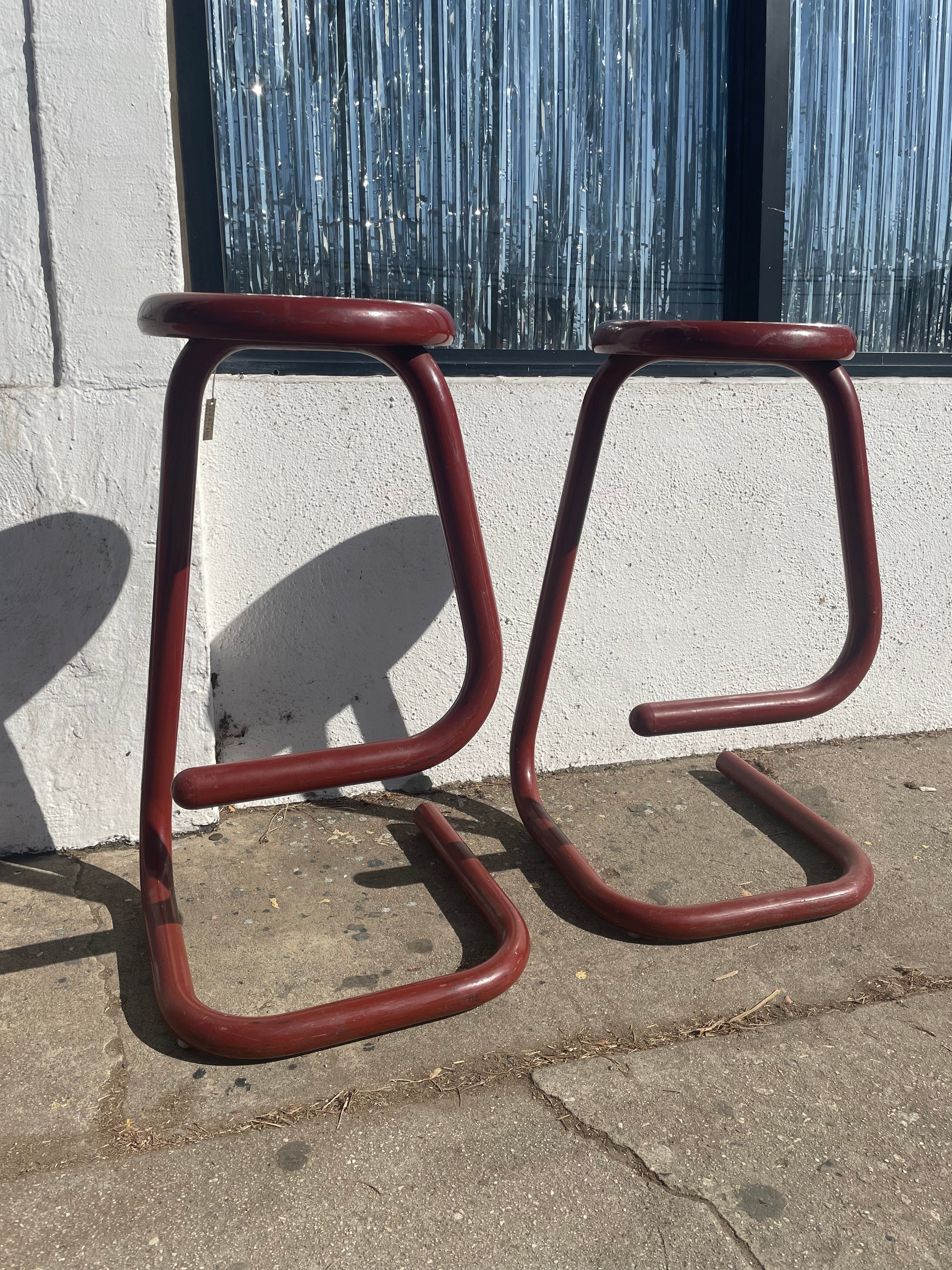 1970's Paper Clip Bar Stools by Kinetics - Set of 2