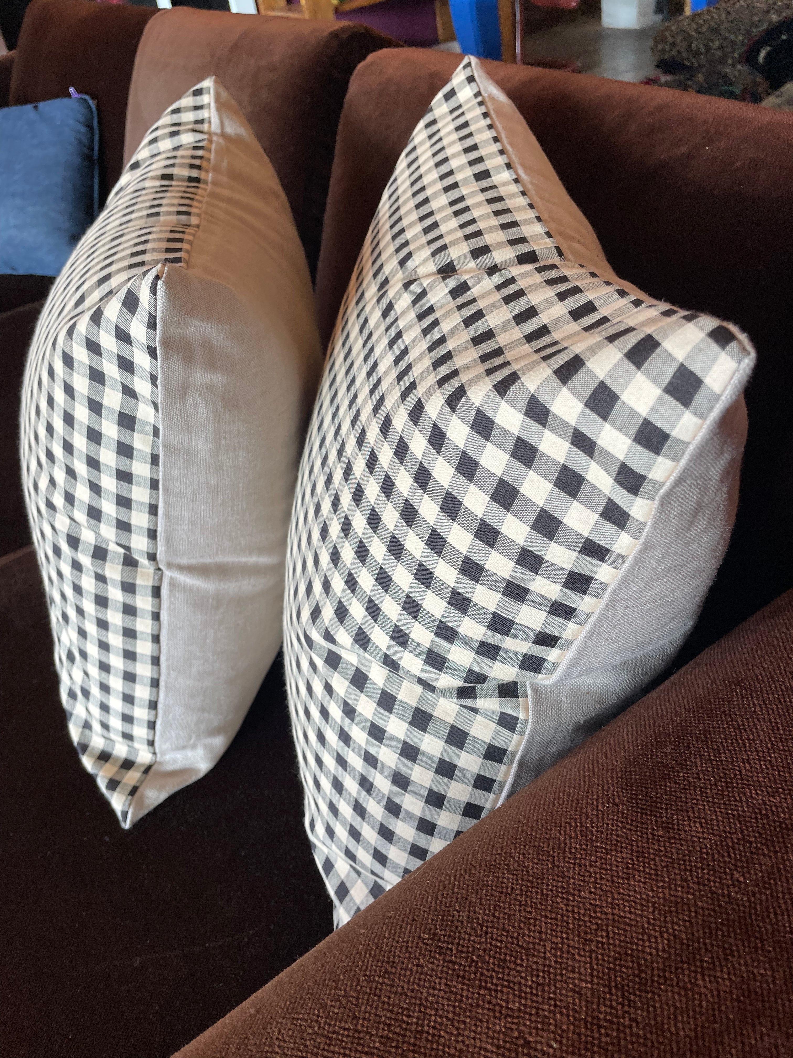 Checkerboard Cotton + Linen Pillows - Price for Each
