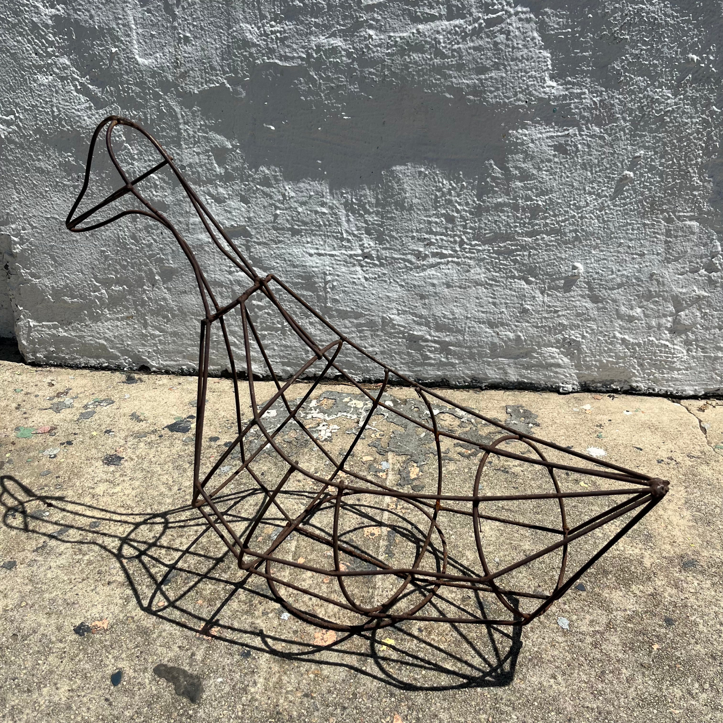 Vintage Wire Frame Duck Planter