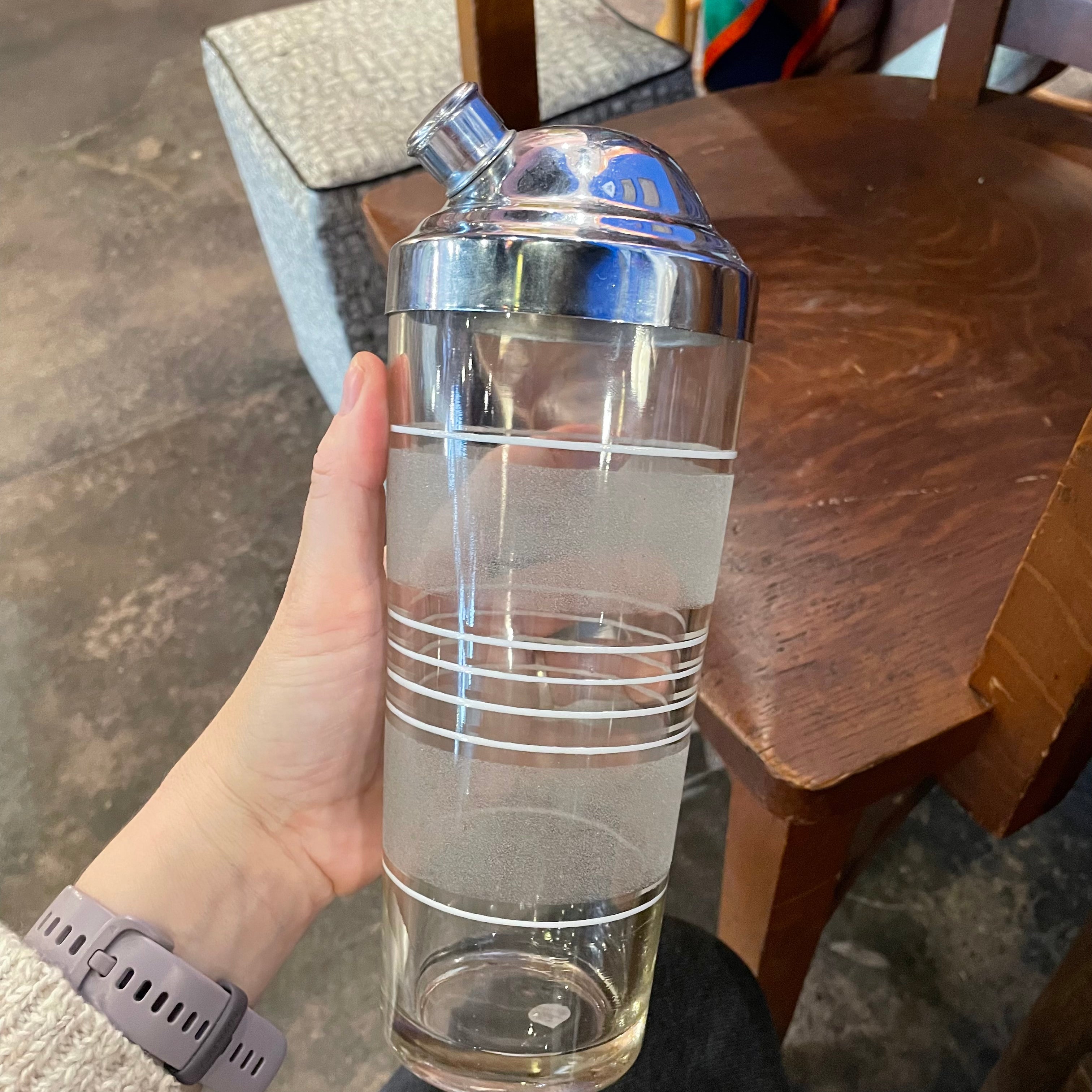 1950's Frosted Glass Shaker + Cocktail Set