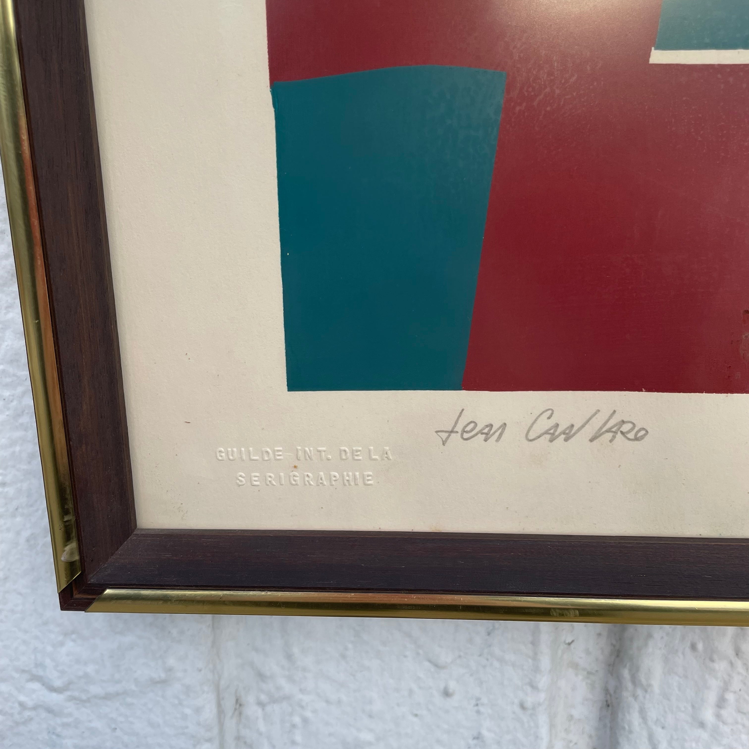Mid-century Framed Abstract Serigraph by Jean Cavallaro - 21.5" x 29"
