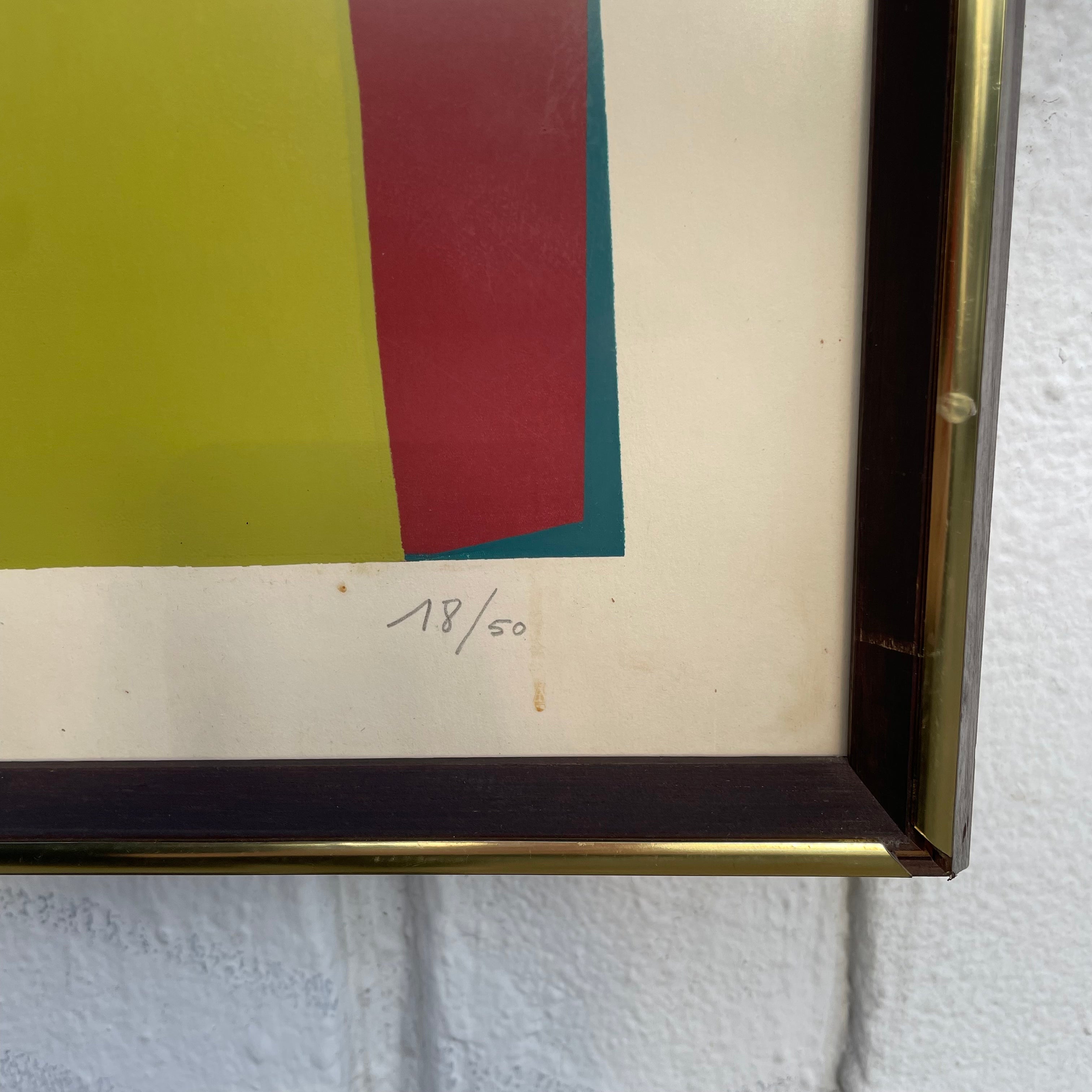 Mid-century Framed Abstract Serigraph by Jean Cavallaro - 21.5" x 29"