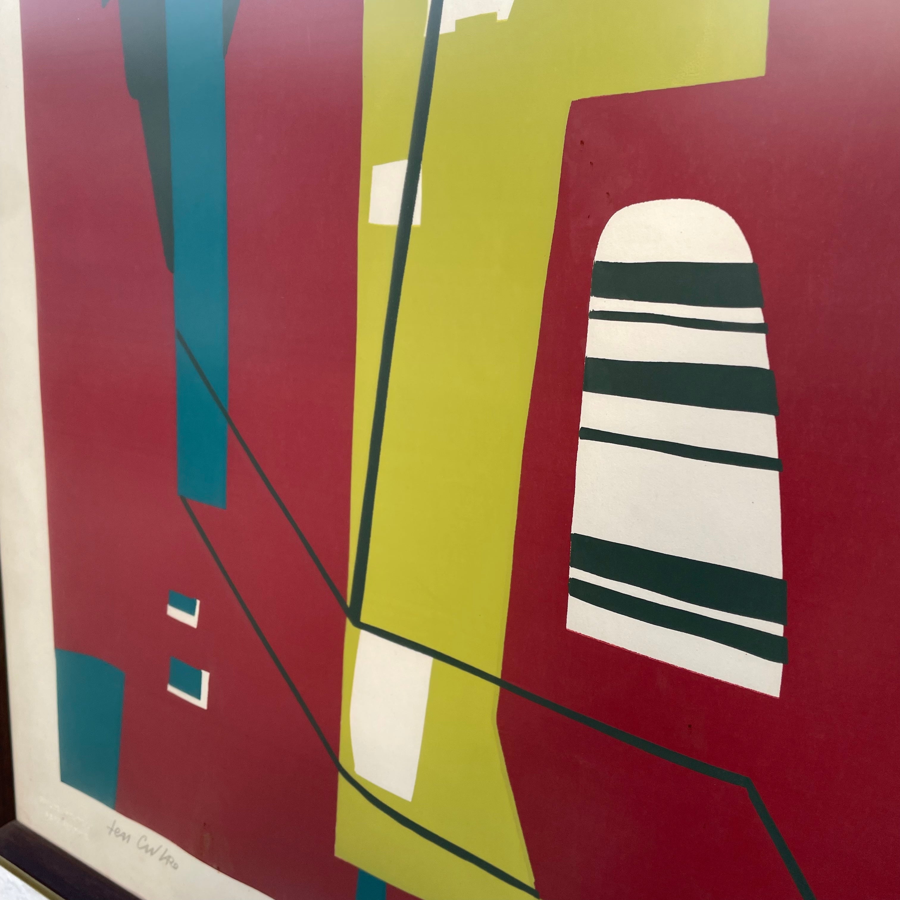 Mid-century Framed Abstract Serigraph by Jean Cavallaro - 21.5" x 29"