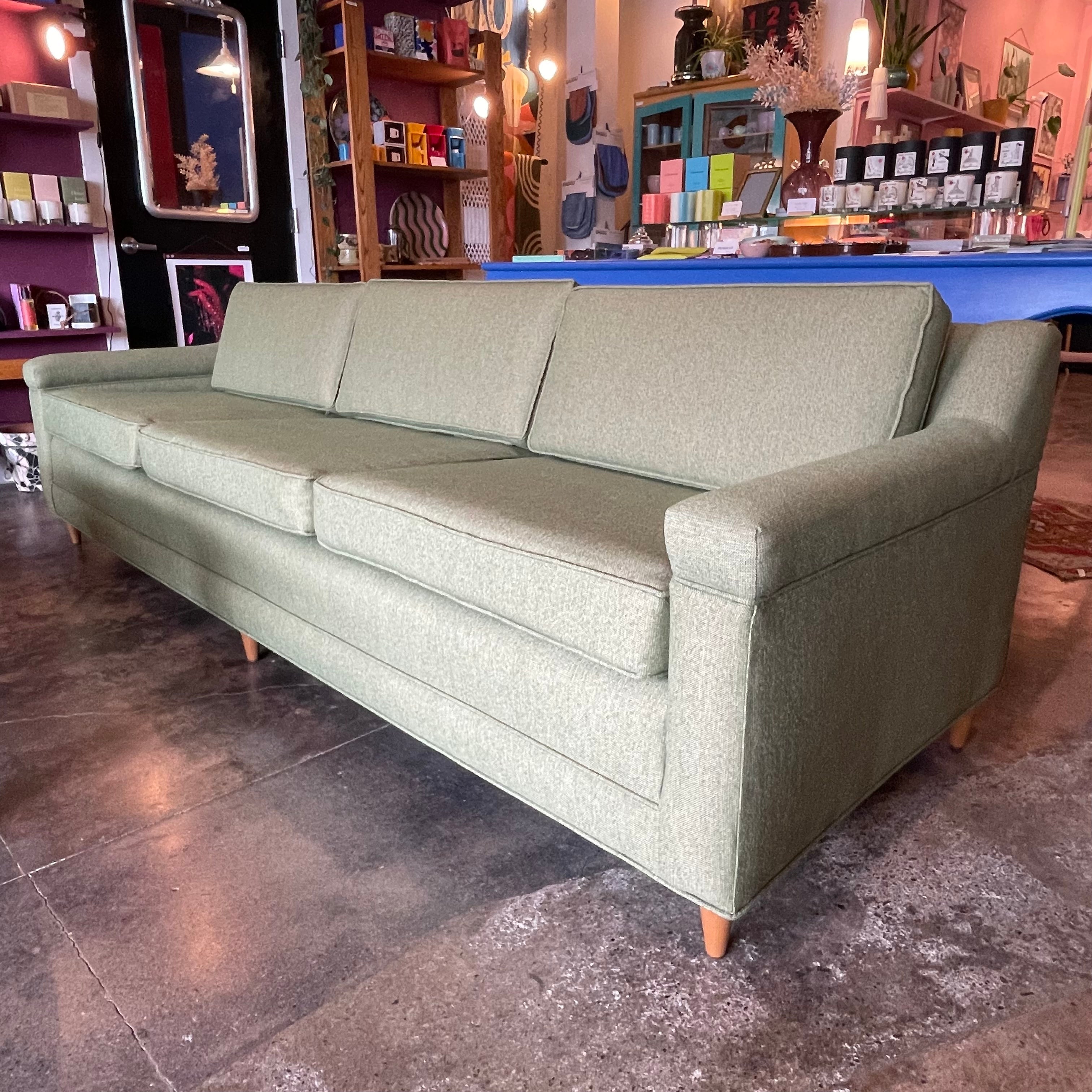 Mid-century Green Tweed Loveseat - 56" L