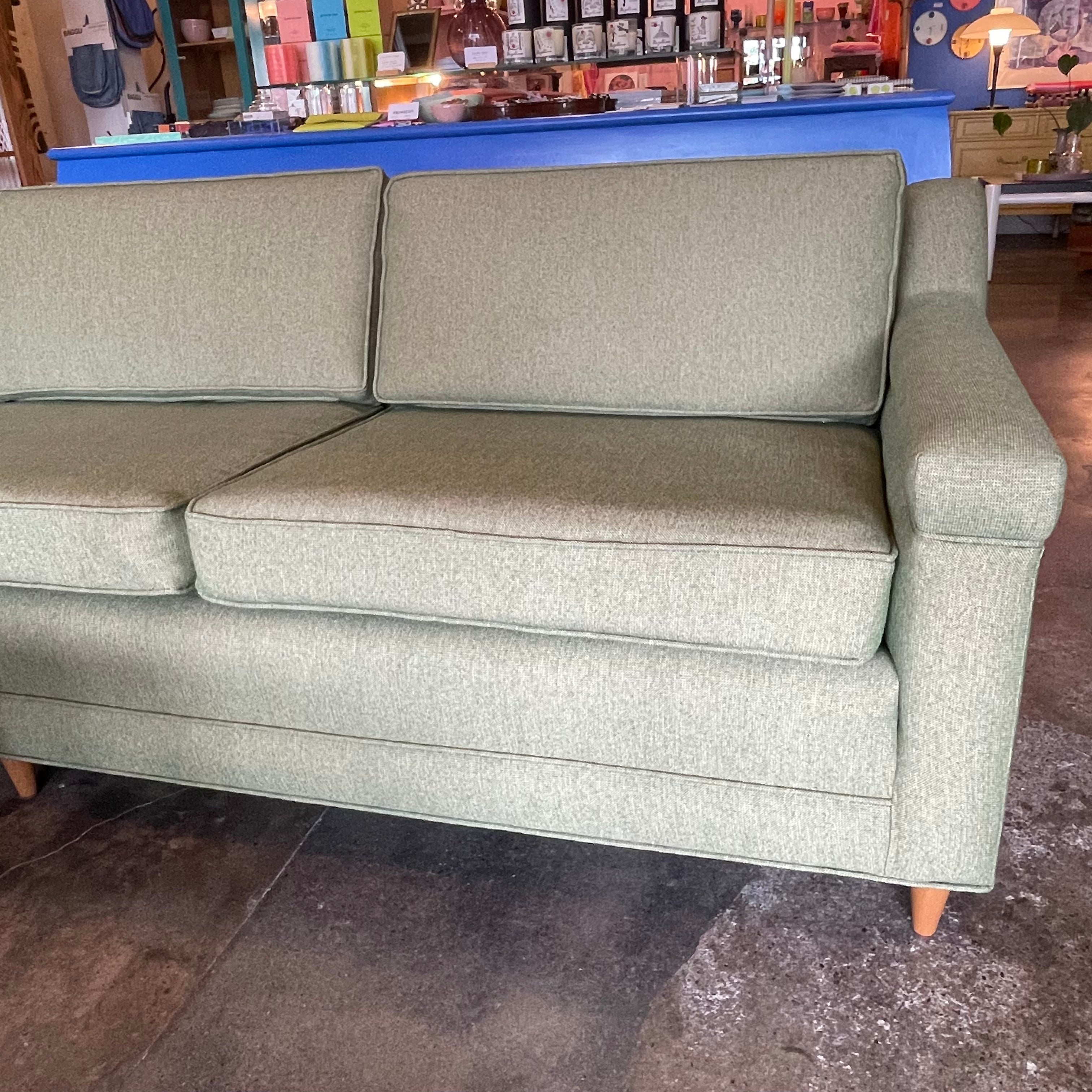 Mid-century Green Tweed Loveseat - 56" L