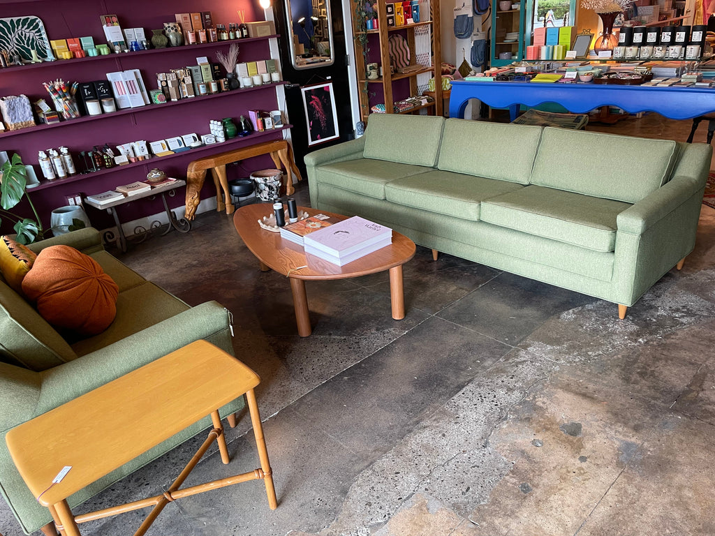 Mid-century Green Tweed Loveseat - 56" L