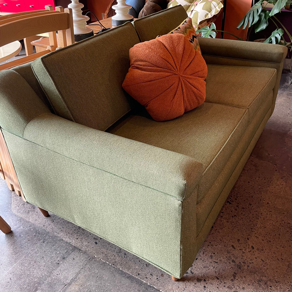 Mid-century Green Tweed Loveseat - 56" L