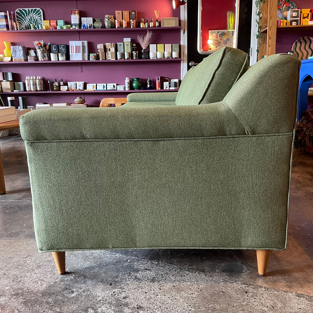 Mid-century Green Tweed Loveseat - 56" L