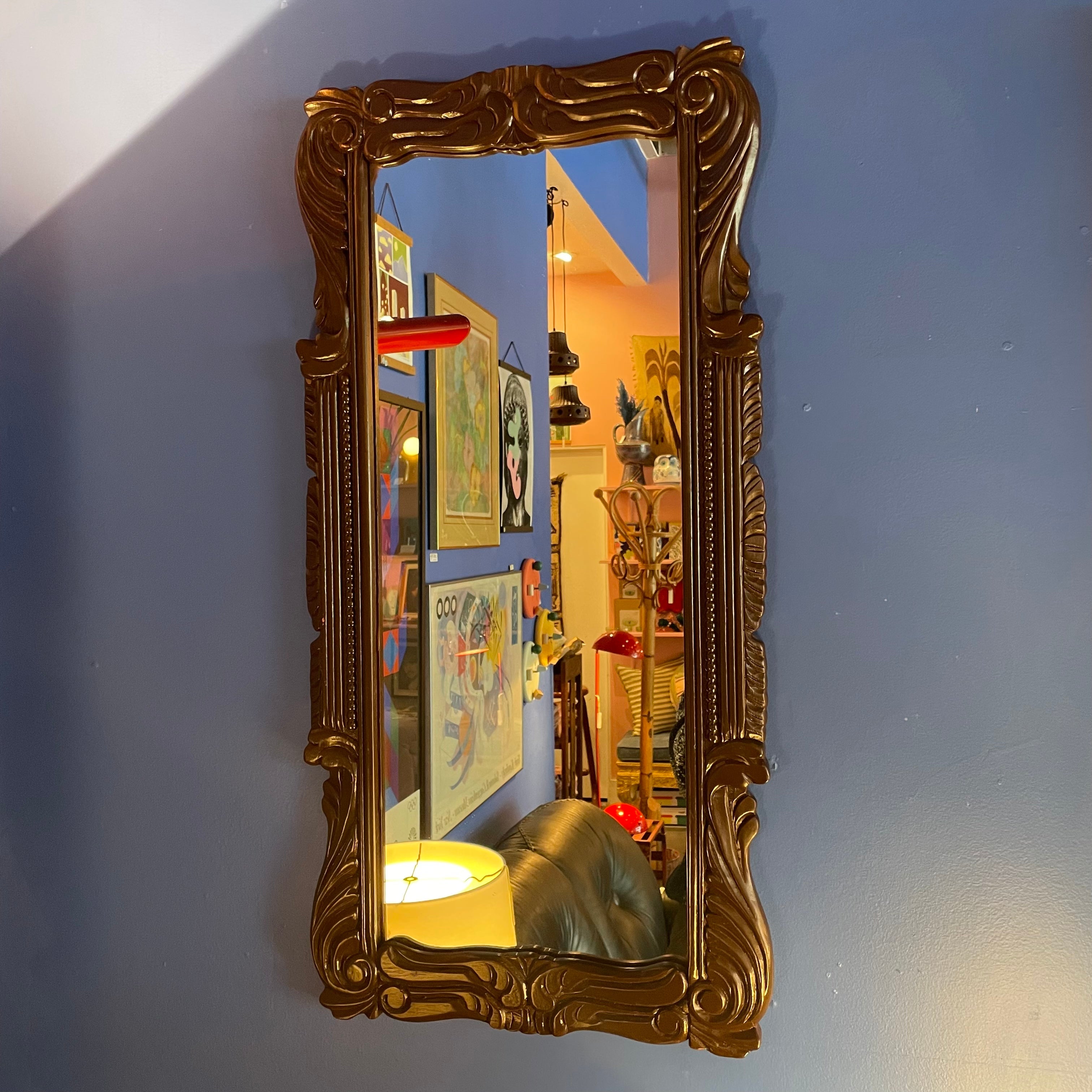 1970's Hand-carved Lacquered Wall Mirror