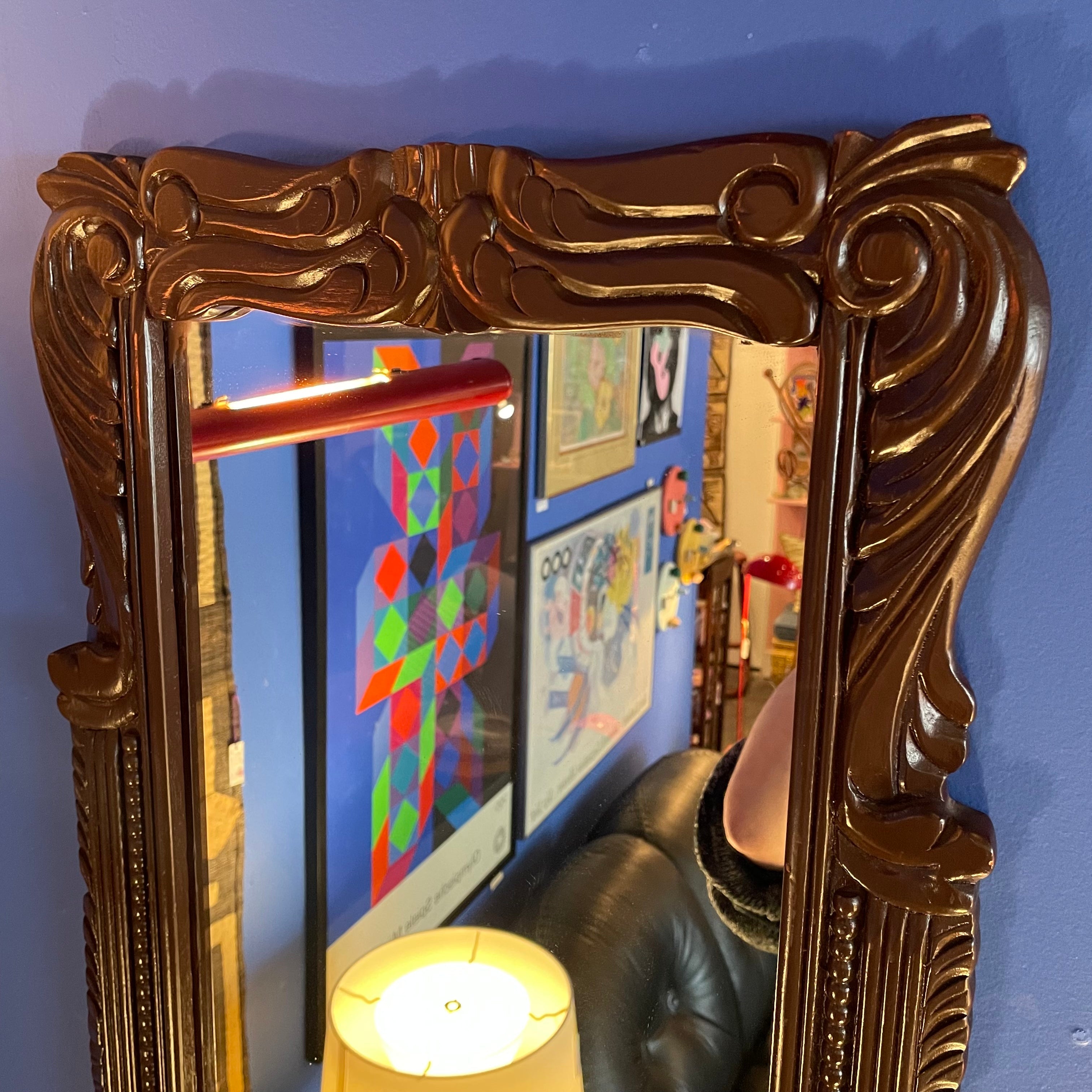 1970's Hand-carved Lacquered Wall Mirror