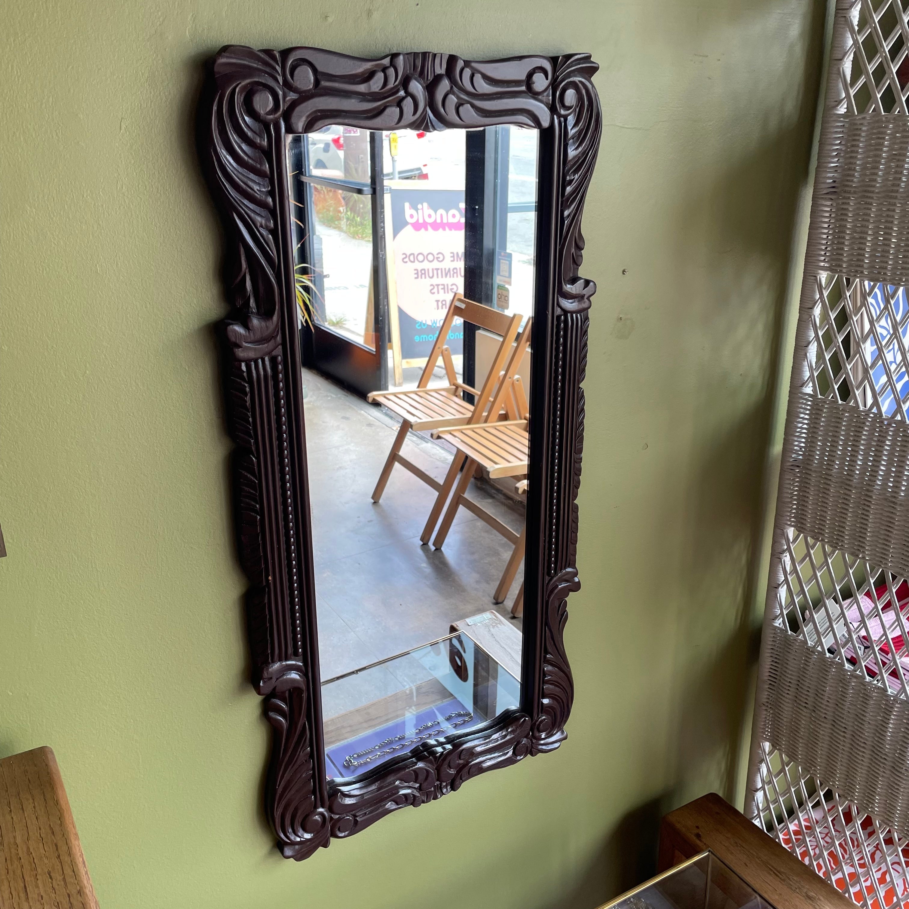 1970's Hand-carved Lacquered Wall Mirror
