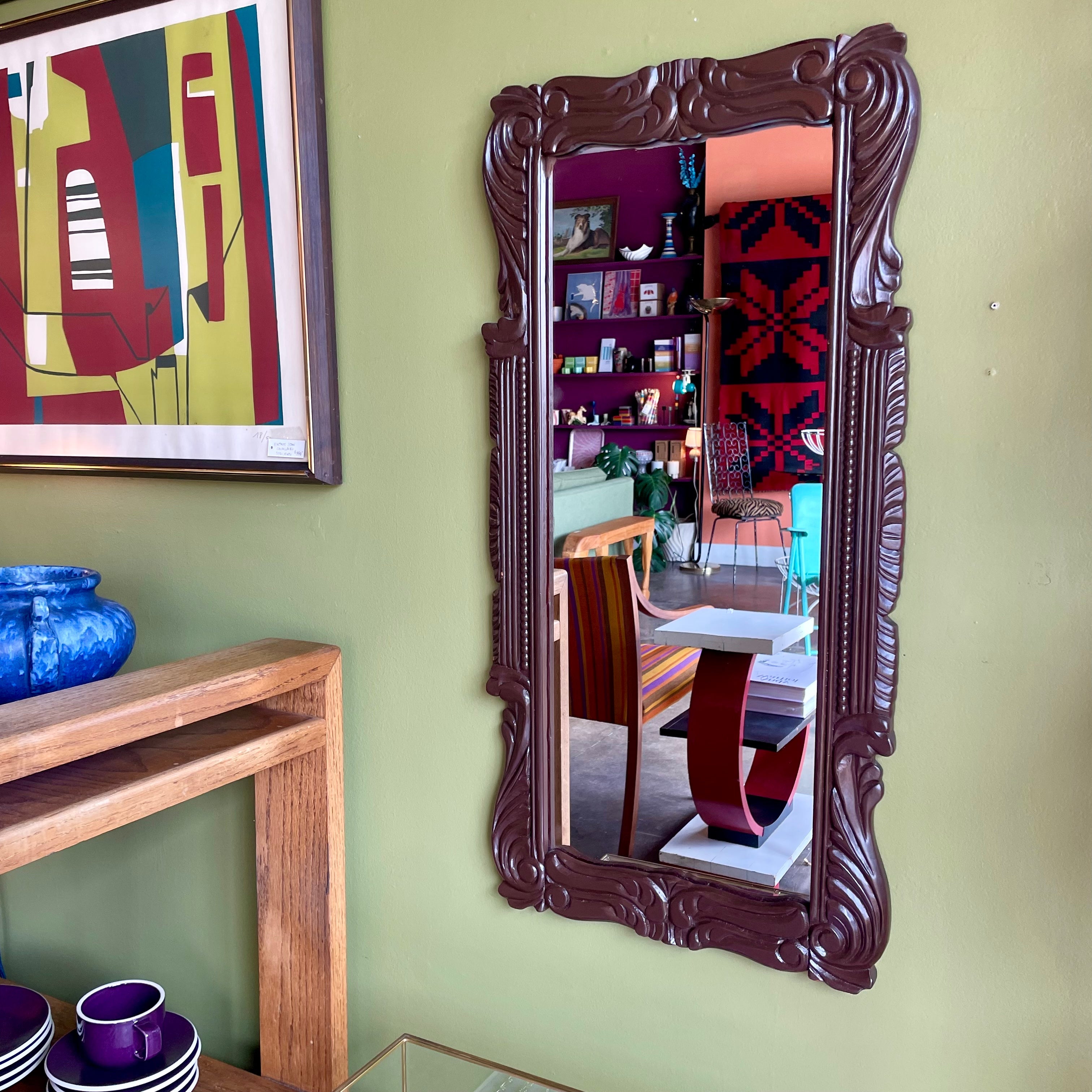 1970's Hand-carved Lacquered Wall Mirror