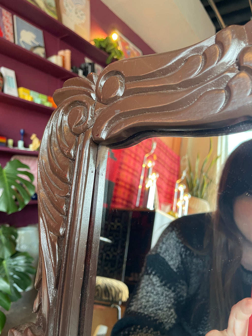1970's Hand-carved Lacquered Wall Mirror
