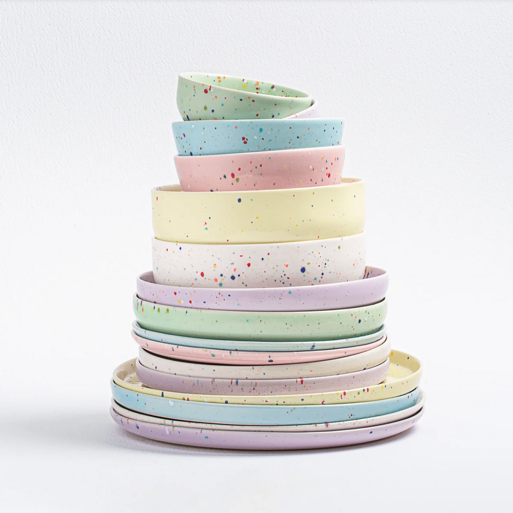 Speckled Ceramic Plates by Egg Back Home - Bread, Salad + Dinner Sizes