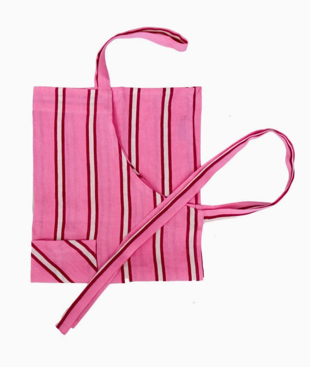 Raspberry Stripe Apron by Mosey Me