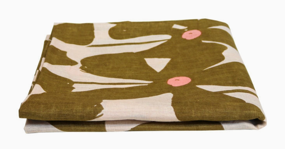 Olive Poppy Tablecloth by Mosey Me