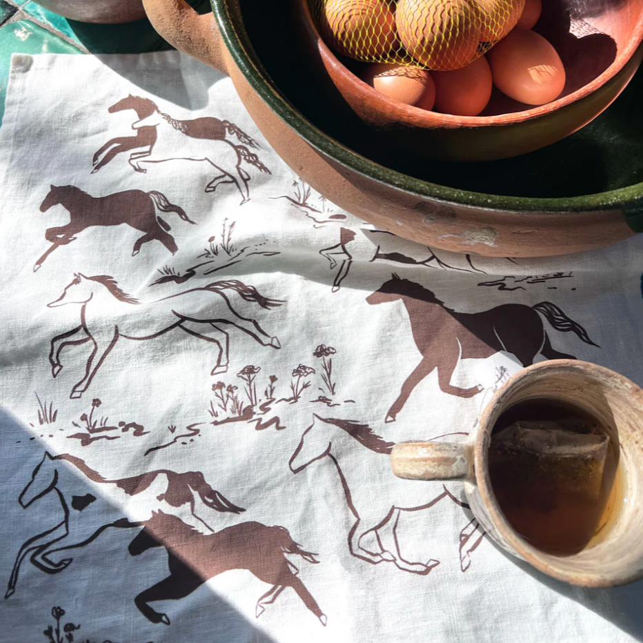 Printed Linen Rectangle Tea Towels by Elana Gabrielle