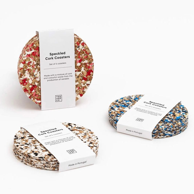 Speckled Round Cork Coaster by Yod and Co. - Set of 4